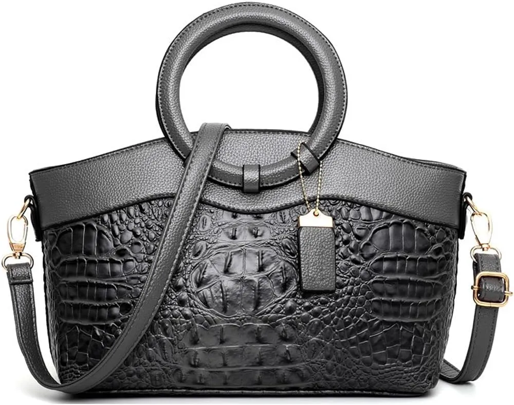 Women Handbags Tote Bags PU Leather Crocodile Pattern Purse Top Circular Handle Handbag Ladies Satchel Shoulder Bag