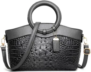 Women Handbags Tote Bags PU Leather Crocodile Pattern Purse Top Circular Handle Handbag Ladies Satchel Shoulder Bag