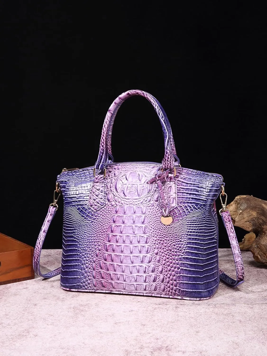Women Purse Satchel Bag Long Crossbody Classy Tote Bag Top Handle Vegan Leather Ladies Handbags Embossed Pattern