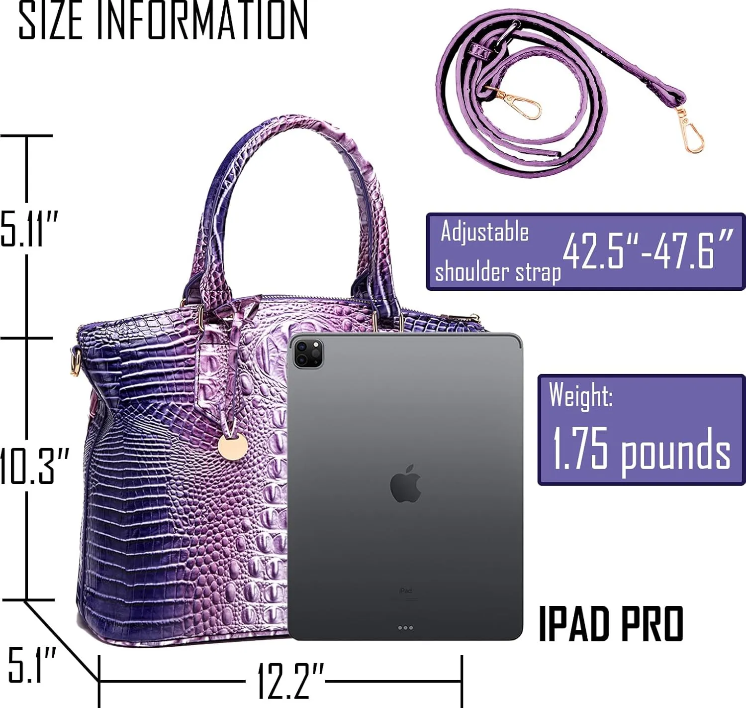 Women Purse Satchel Bag Long Crossbody Classy Tote Bag Top Handle Vegan Leather Ladies Handbags Embossed Pattern