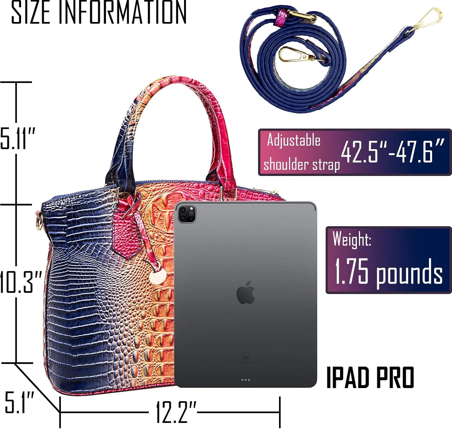 Women Purse Satchel Bag Long Crossbody Classy Tote Bag Top Handle Vegan Leather Ladies Handbags Embossed Pattern