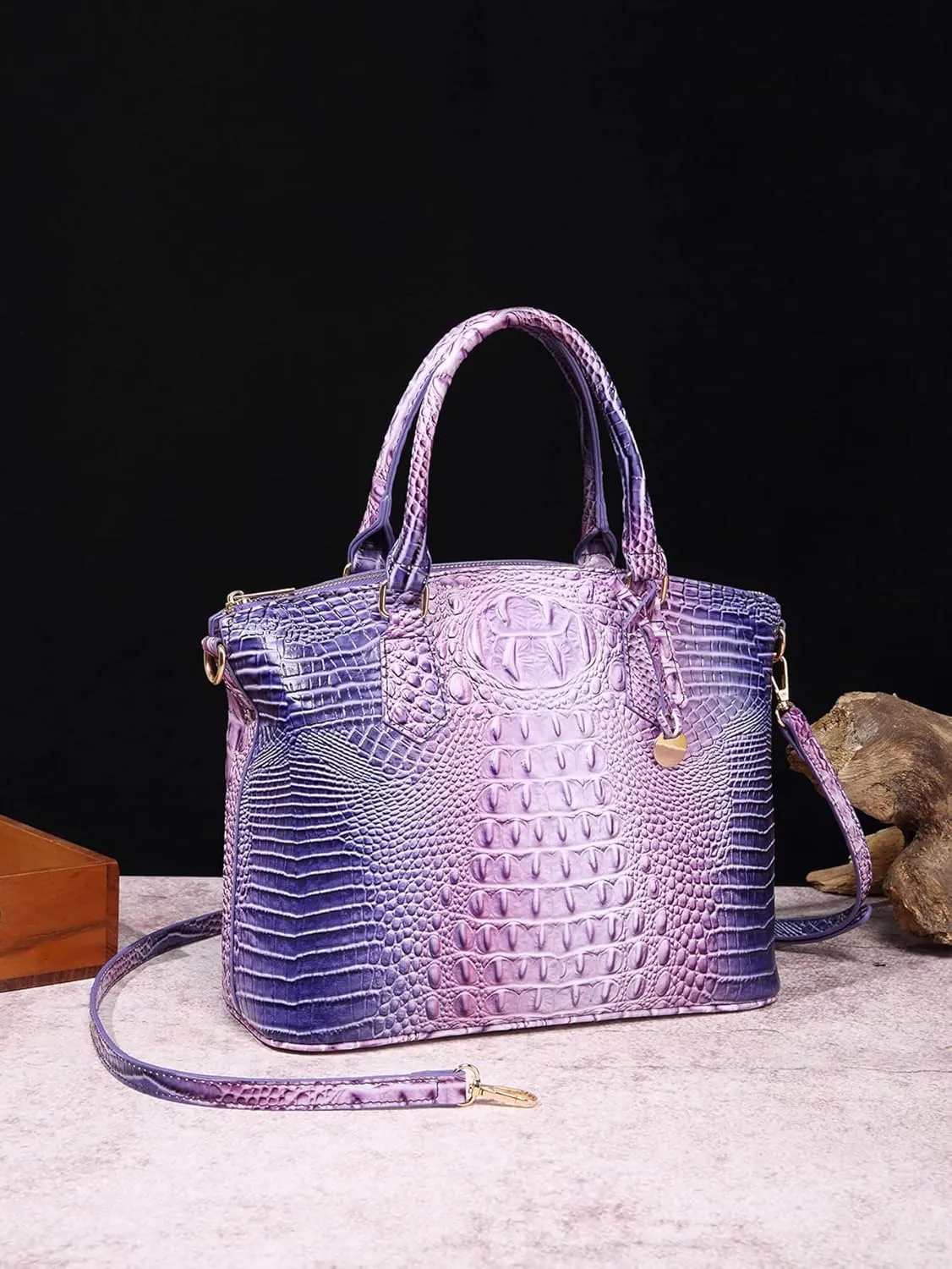 Women Purse Satchel Bag Long Crossbody Classy Tote Bag Top Handle Vegan Leather Ladies Handbags Embossed Pattern