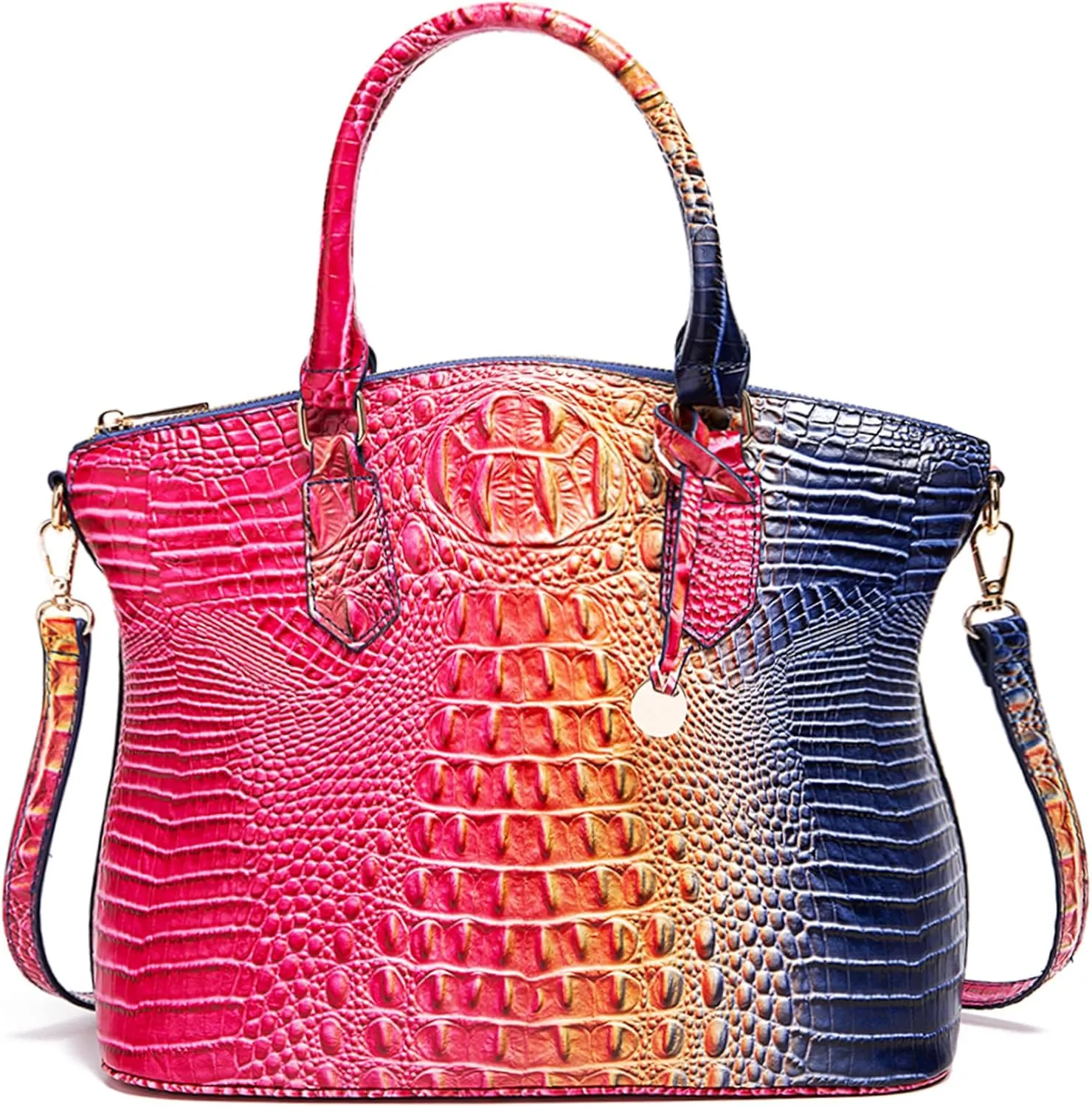 Women Purse Satchel Bag Long Crossbody Classy Tote Bag Top Handle Vegan Leather Ladies Handbags Embossed Pattern