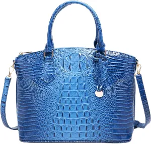 Women Purse Vegan Leather Crocodile-Embossed Pattern With Removable Shoulder Strap Top Handle Large Shoulder Bags