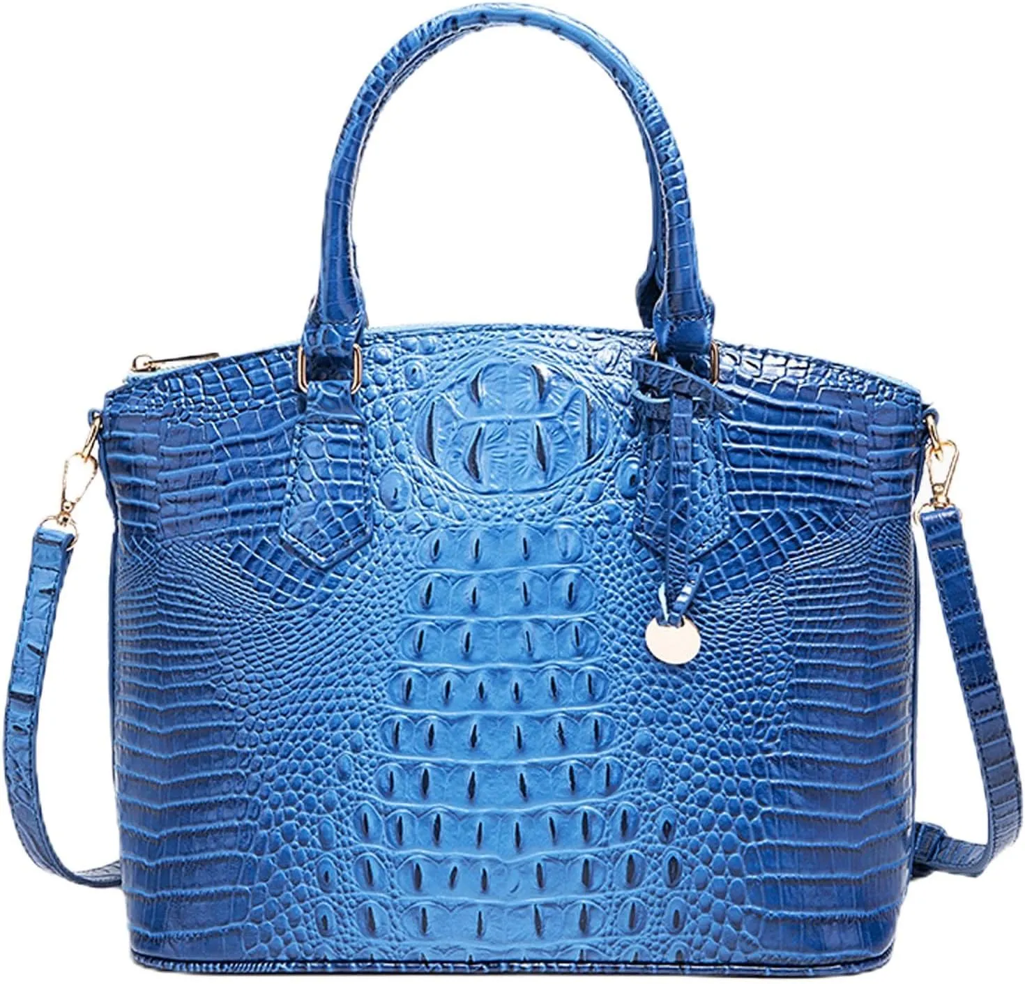 Women Purse Vegan Leather Crocodile-Embossed Pattern With Removable Shoulder Strap Top Handle Large Shoulder Bags