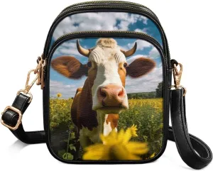 Women Small Crossbody Bags PU Leather Handbags, Animals Print Travel Wallet Zipper Phone Pouch Adjustable Strap