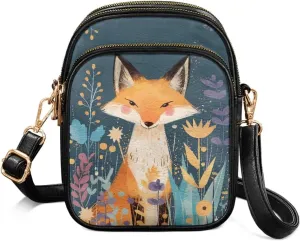 Women Small Crossbody Bags PU Leather Handbags, Animals Print Travel Wallet Zipper Phone Pouch Adjustable Strap
