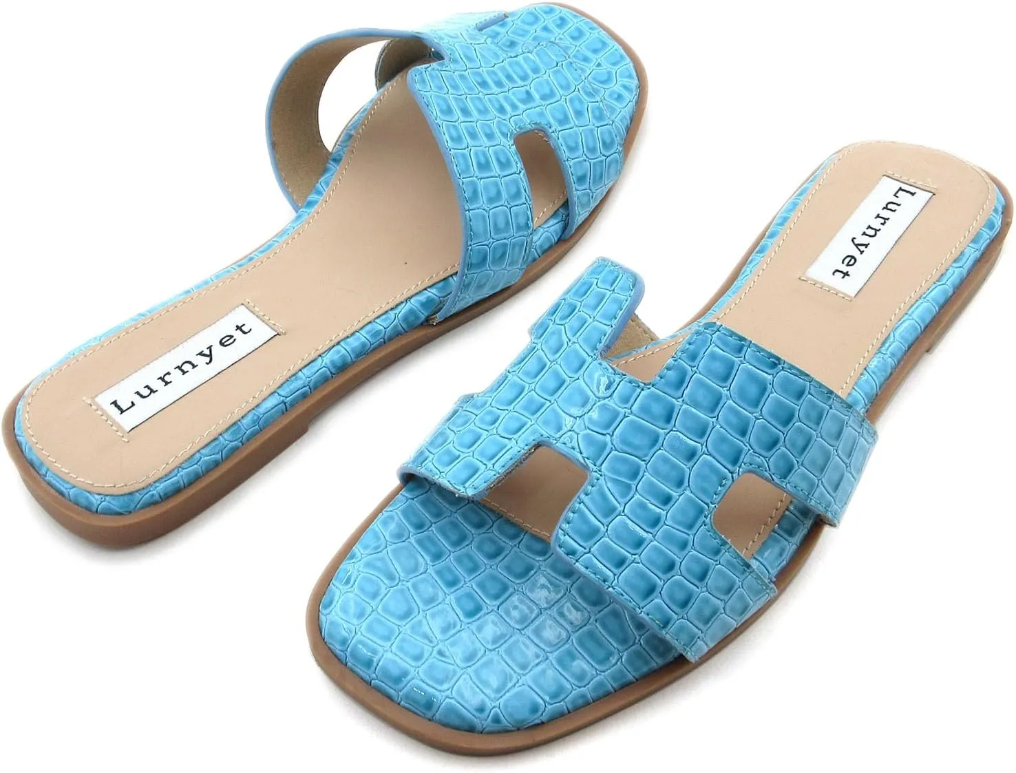 Women's Comfort Cushion Flat Sandal with Crocodile Pattern: Stylish Design Slide, Non-Slip Rubber Sole, Latex Insole for Comfort, Perfect for Parties, Gatherings, Casual Wear, Vacations, and Beach Days