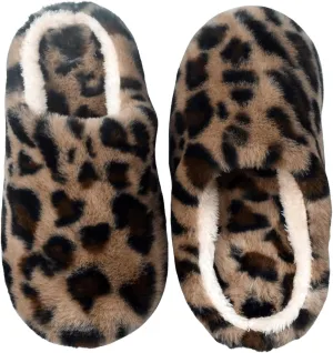 Women's Leopard Fuzzy House Slippers Scuff Slippers Outdoor Indoor Bedroom Cheetah Warm Faux Fur Plush Cozy Shoes