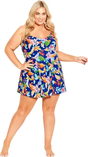 Women's Swim-Dress Halter Back Print