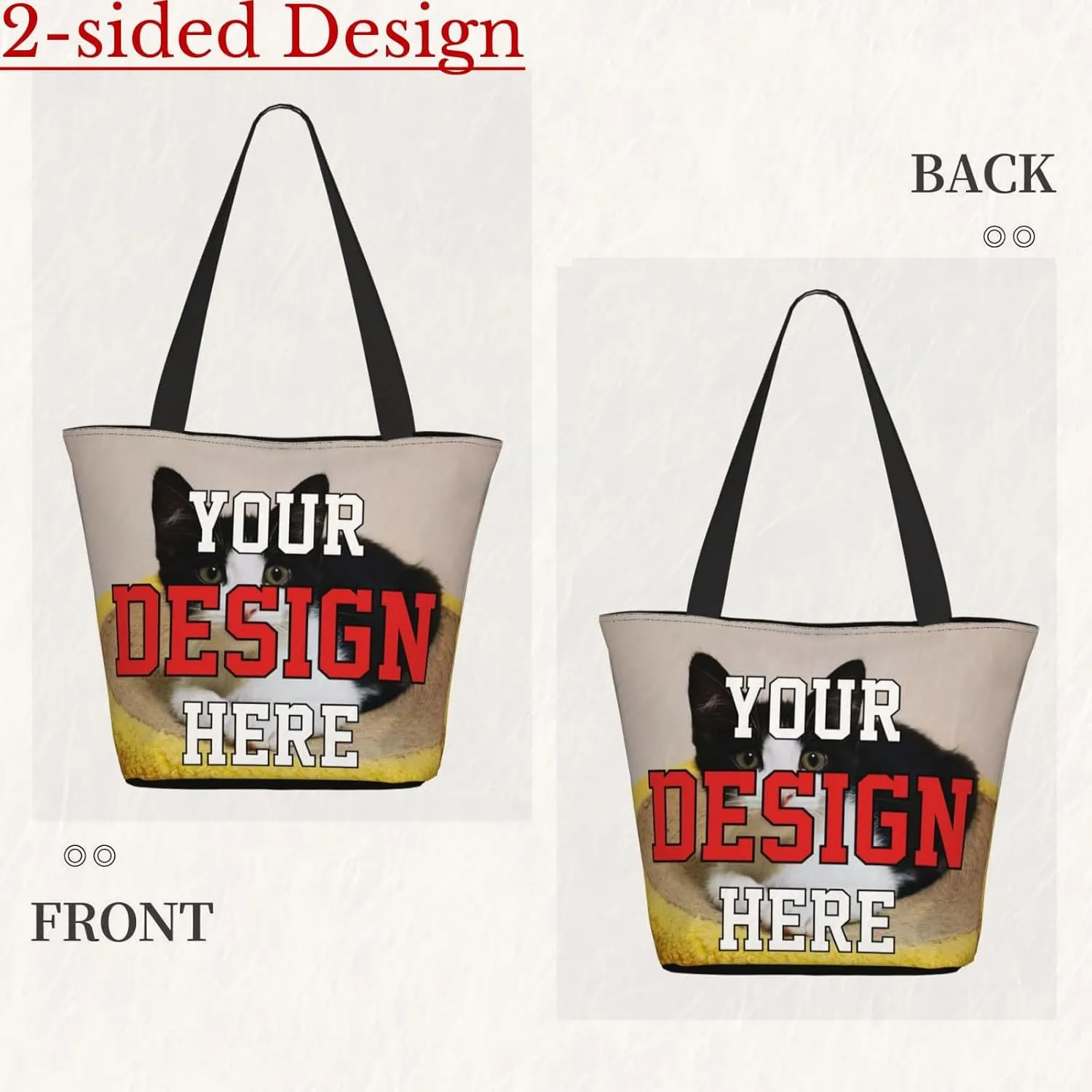 Women's Tote Bags Personalized Tote Bags with Zipper Custom Tote Bags for Shopping Travel Business Work Beach Customized Gift