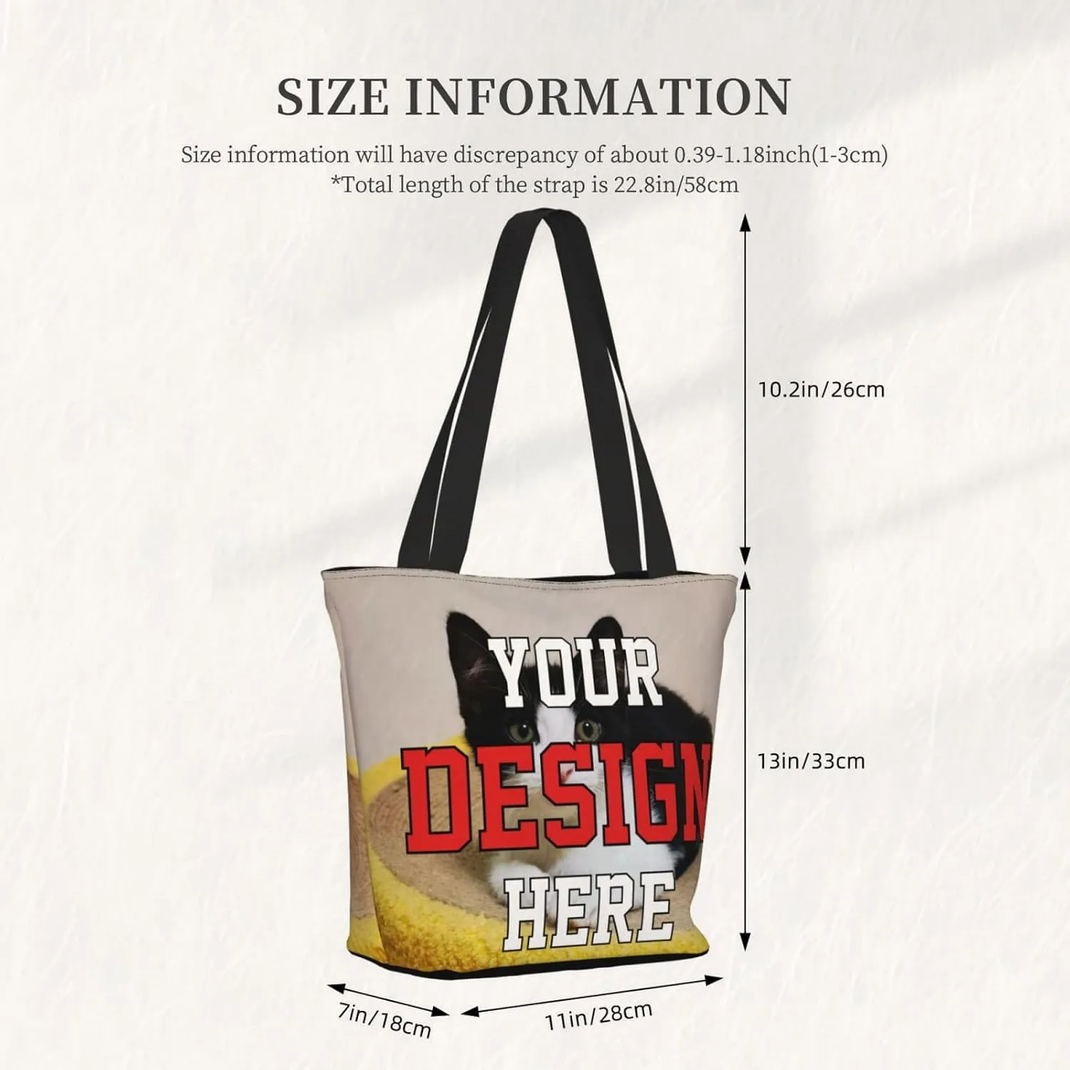 Women's Tote Bags Personalized Tote Bags with Zipper Custom Tote Bags for Shopping Travel Business Work Beach Customized Gift