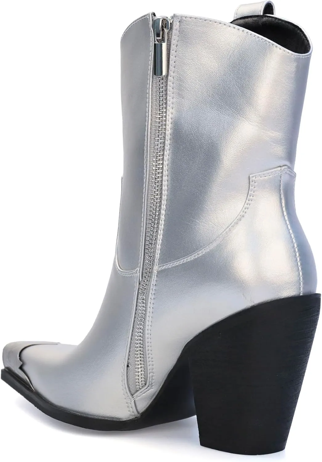 Womens Western Ankle Boots Engraved Metal Toe Cowgirl Booties Stacked Block Heeled Cowboy Boots Fashion Western Party Heeled Shoes