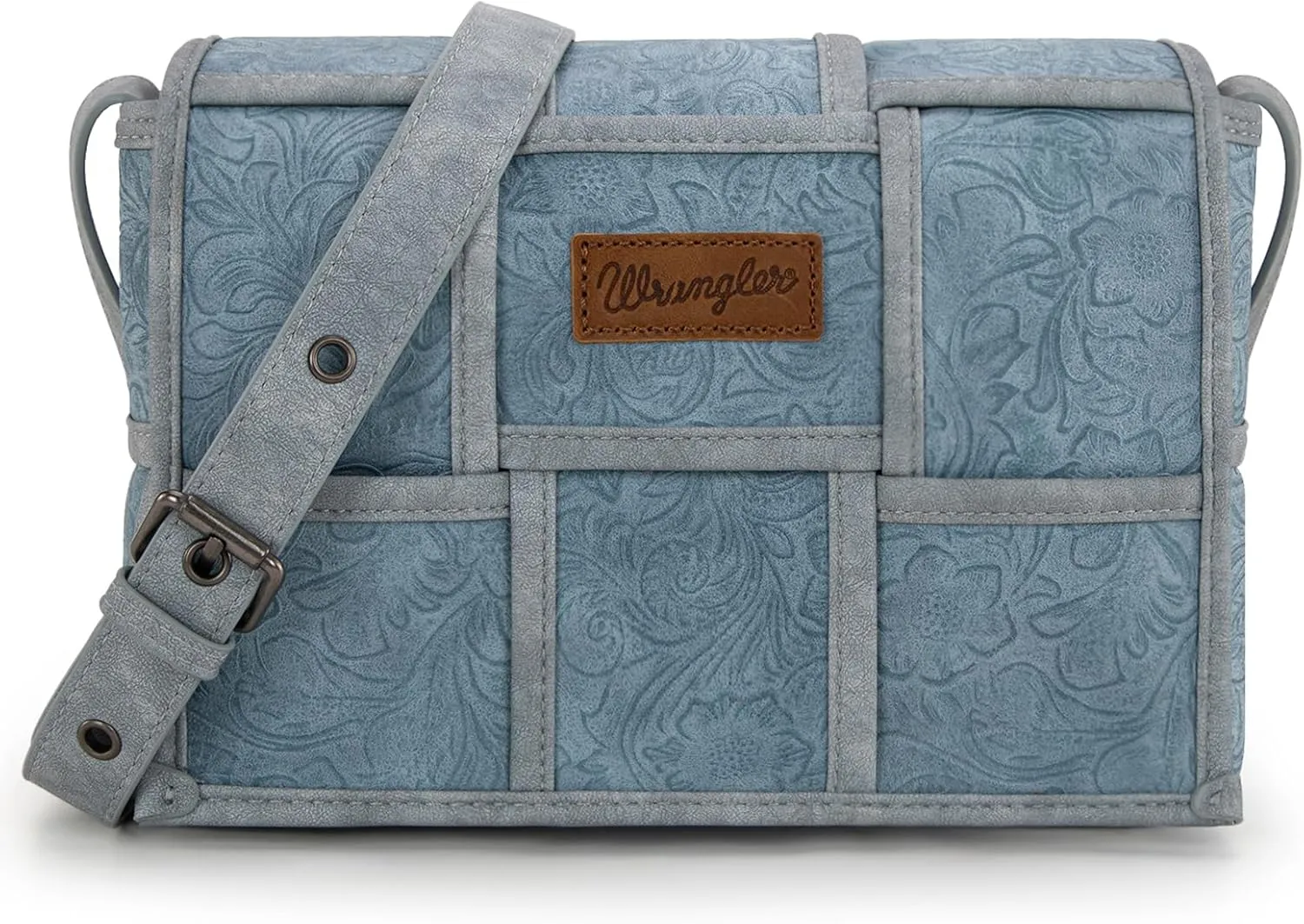 Wrangler Woven Flap Crossbody Bag for Women Floral Tooled Cross Body Purse