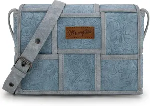 Wrangler Woven Flap Crossbody Bag for Women Floral Tooled Cross Body Purse