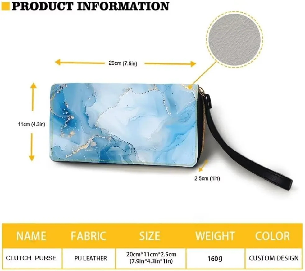 Wristlet Wallet for Women Leather Zip Around Clutch Travel Purse Fashion Travel Business Shopping Money Clips
