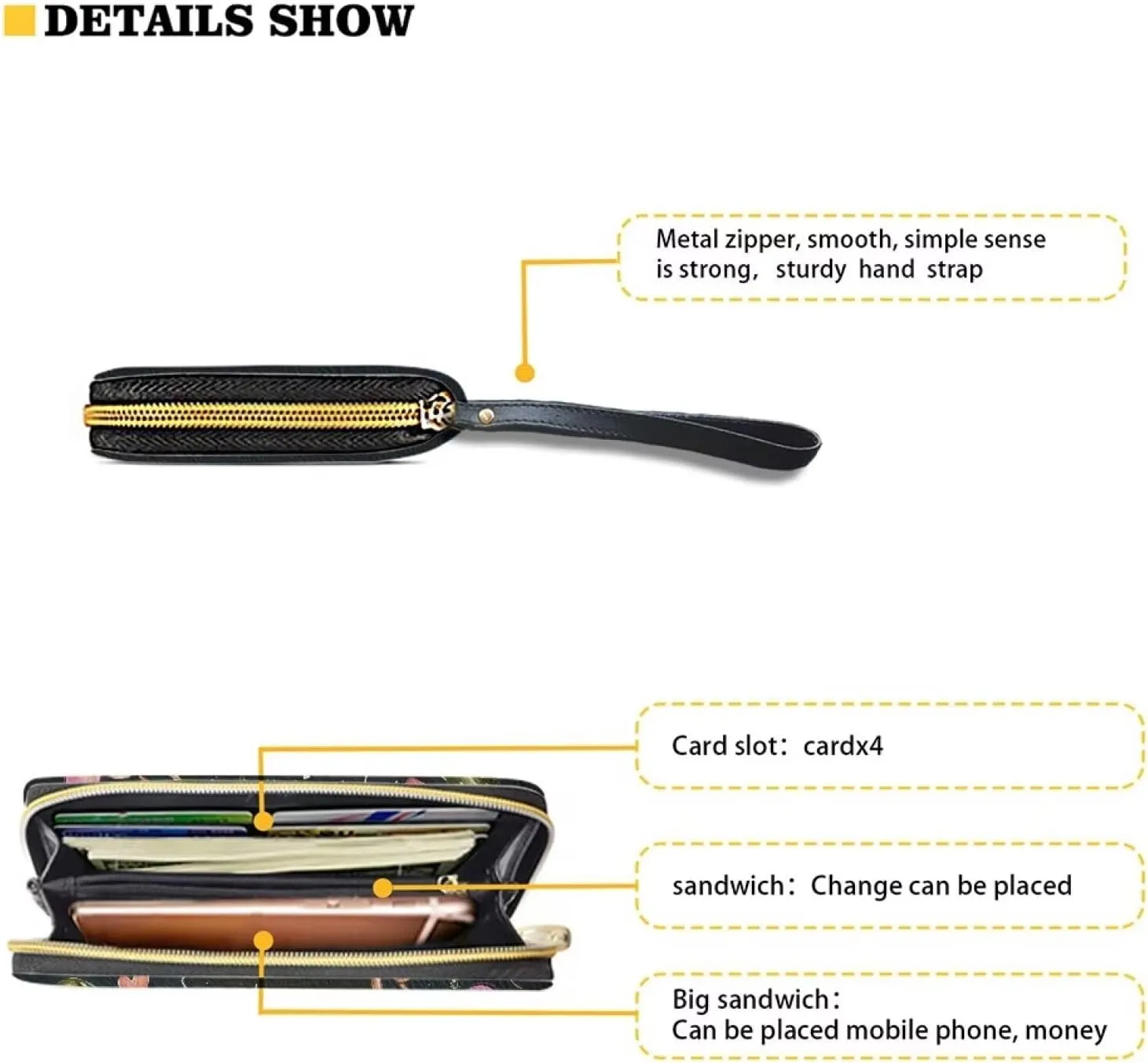 Wristlet Wallet for Women Leather Zip Around Clutch Travel Purse Fashion Travel Business Shopping Money Clips