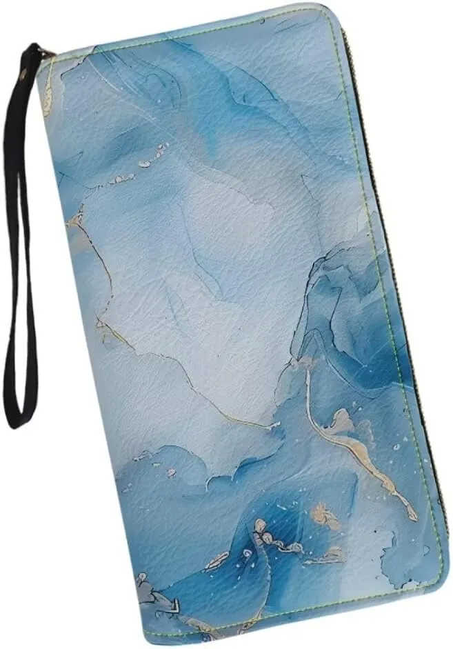 Wristlet Wallet for Women Leather Zip Around Clutch Travel Purse Fashion Travel Business Shopping Money Clips