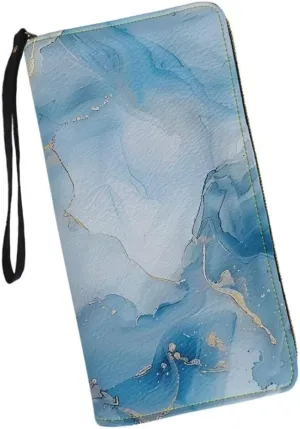 Wristlet Wallet for Women Leather Zip Around Clutch Travel Purse Fashion Travel Business Shopping Money Clips