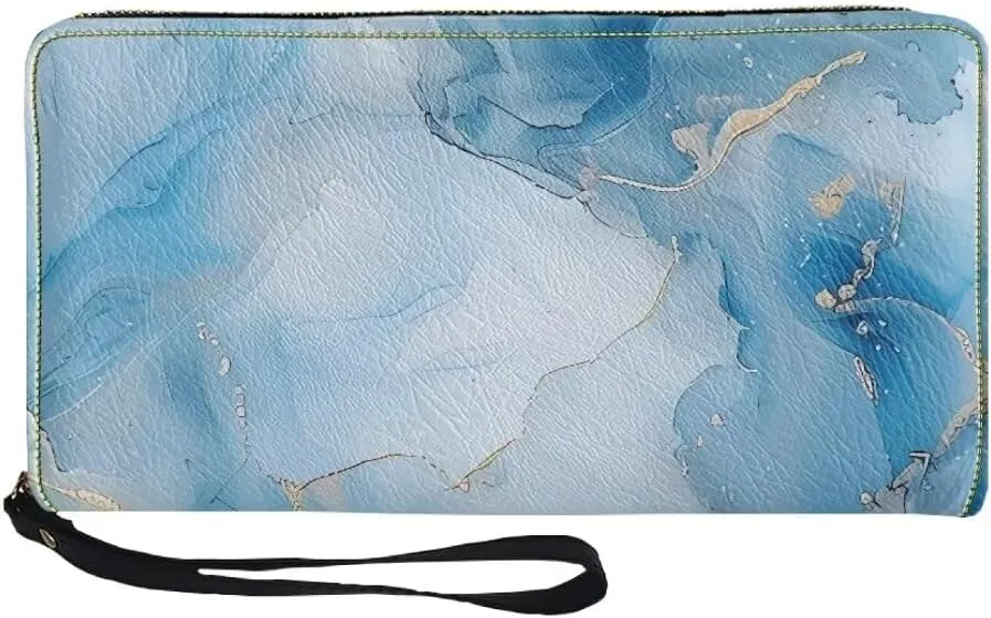 Wristlet Wallet for Women Leather Zip Around Clutch Travel Purse Fashion Travel Business Shopping Money Clips