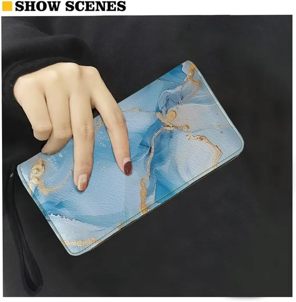 Wristlet Wallet for Women Leather Zip Around Clutch Travel Purse Fashion Travel Business Shopping Money Clips