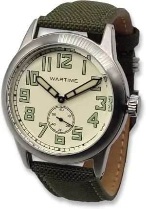 WW2 Military Watch – Vintage USAAF Watch, Swiss-Quartz Movement with Canvas strap and leather lining, 10 ATM Water Resistant. The Perfect WW2 Memorabilia. Mens Watches for Ever