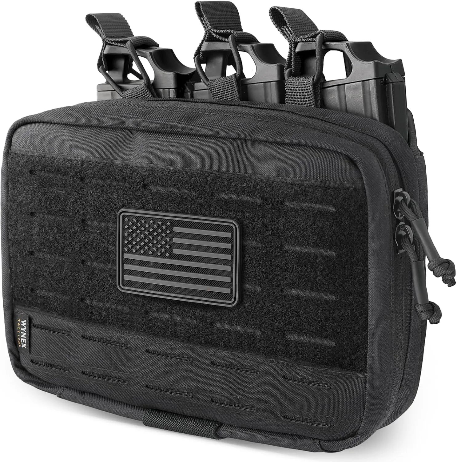 WYNEX Molle Mag Pouch,Tactical Molle Admin Pouch of Laser Cut, Triple Magazine Pouch with Molle Utility Pouch for AR M4 M16 Mag, Tactical Medical EMT EDC Pouch