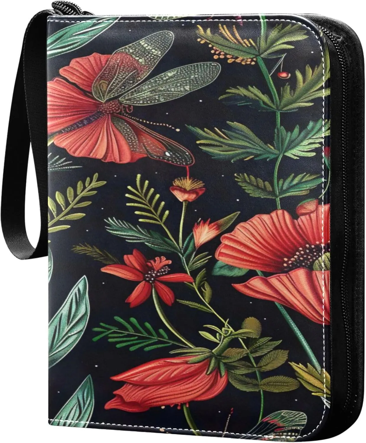 xigua Colorful Herbal Wildflower Card Binder 4-Pockets, Trading Card Binder 400 Pockets Baseball Card Binder Waterproof PU Leather Card Collection Binder for Games Card Album Card