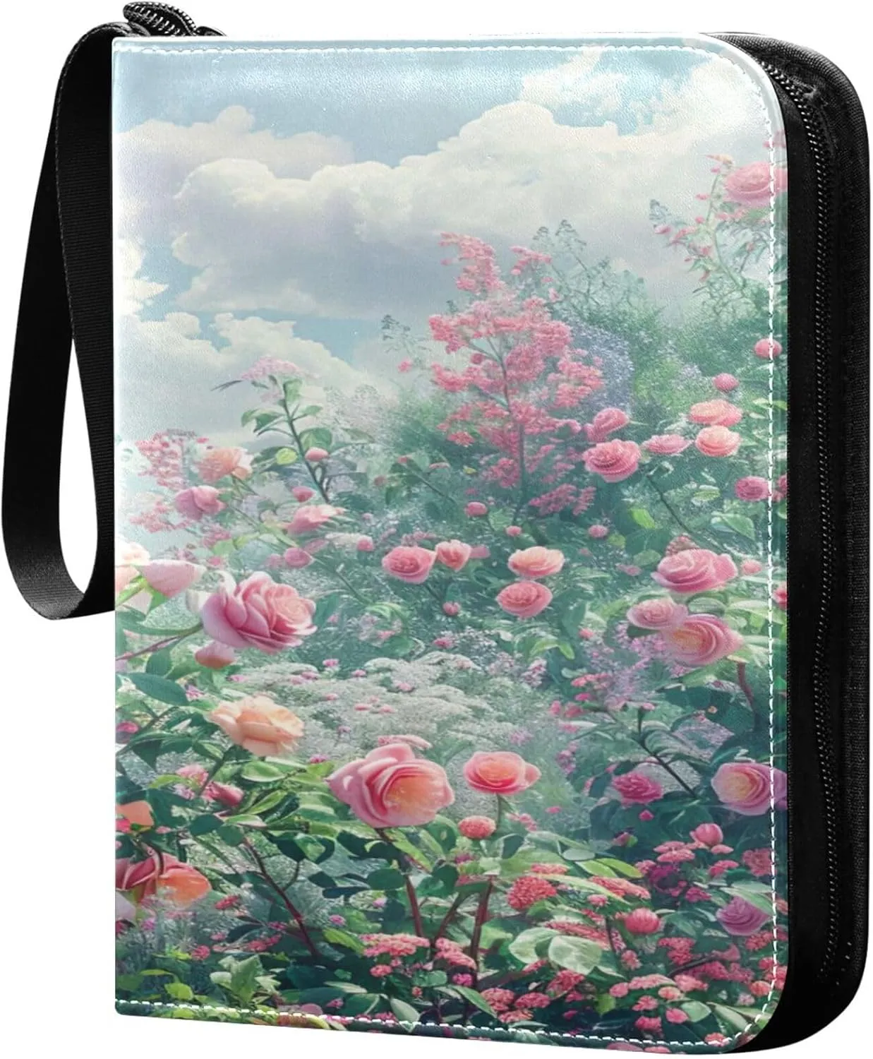 xigua Colorful Herbal Wildflower Card Binder 4-Pockets, Trading Card Binder 400 Pockets Baseball Card Binder Waterproof PU Leather Card Collection Binder for Games Card Album Card