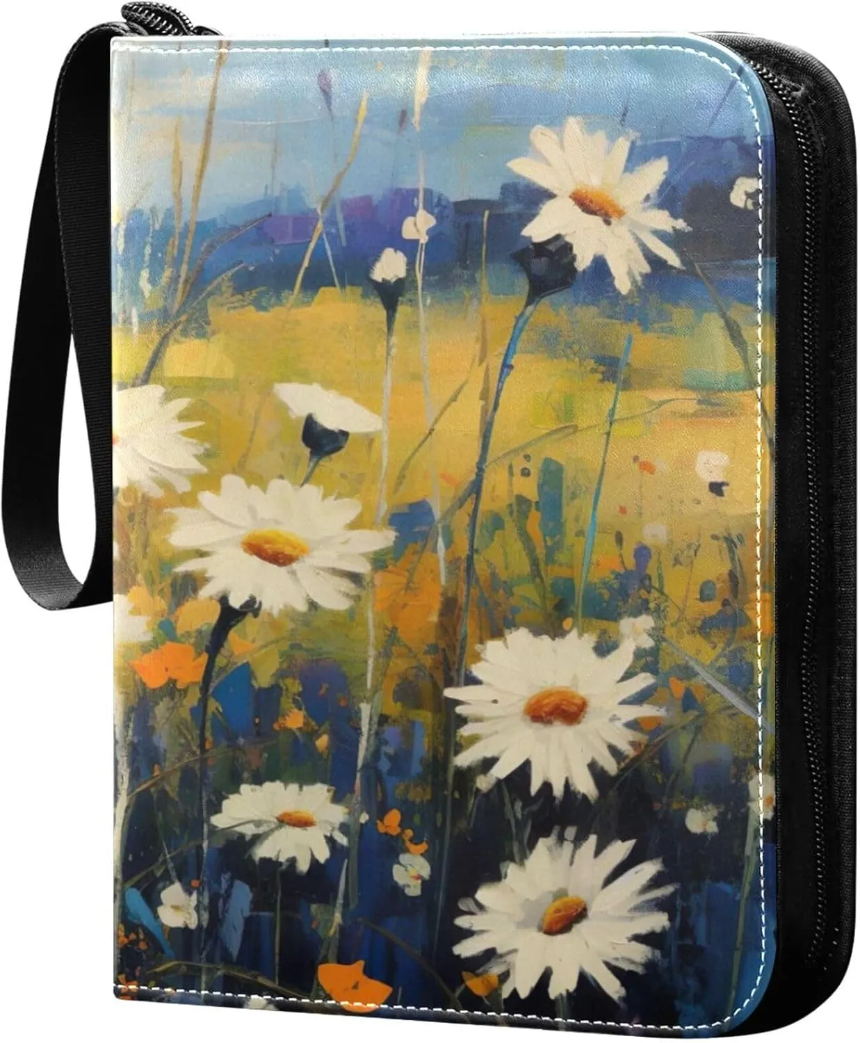 xigua Colorful Herbal Wildflower Card Binder 4-Pockets, Trading Card Binder 400 Pockets Baseball Card Binder Waterproof PU Leather Card Collection Binder for Games Card Album Card