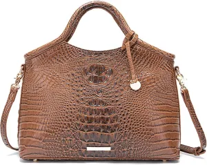 XXGJOALD-Satchel Bag Women’s Vegan Leather Purse Crocodile-Embossed Pattern with Top Handle Large Shoulder Bag Handbag