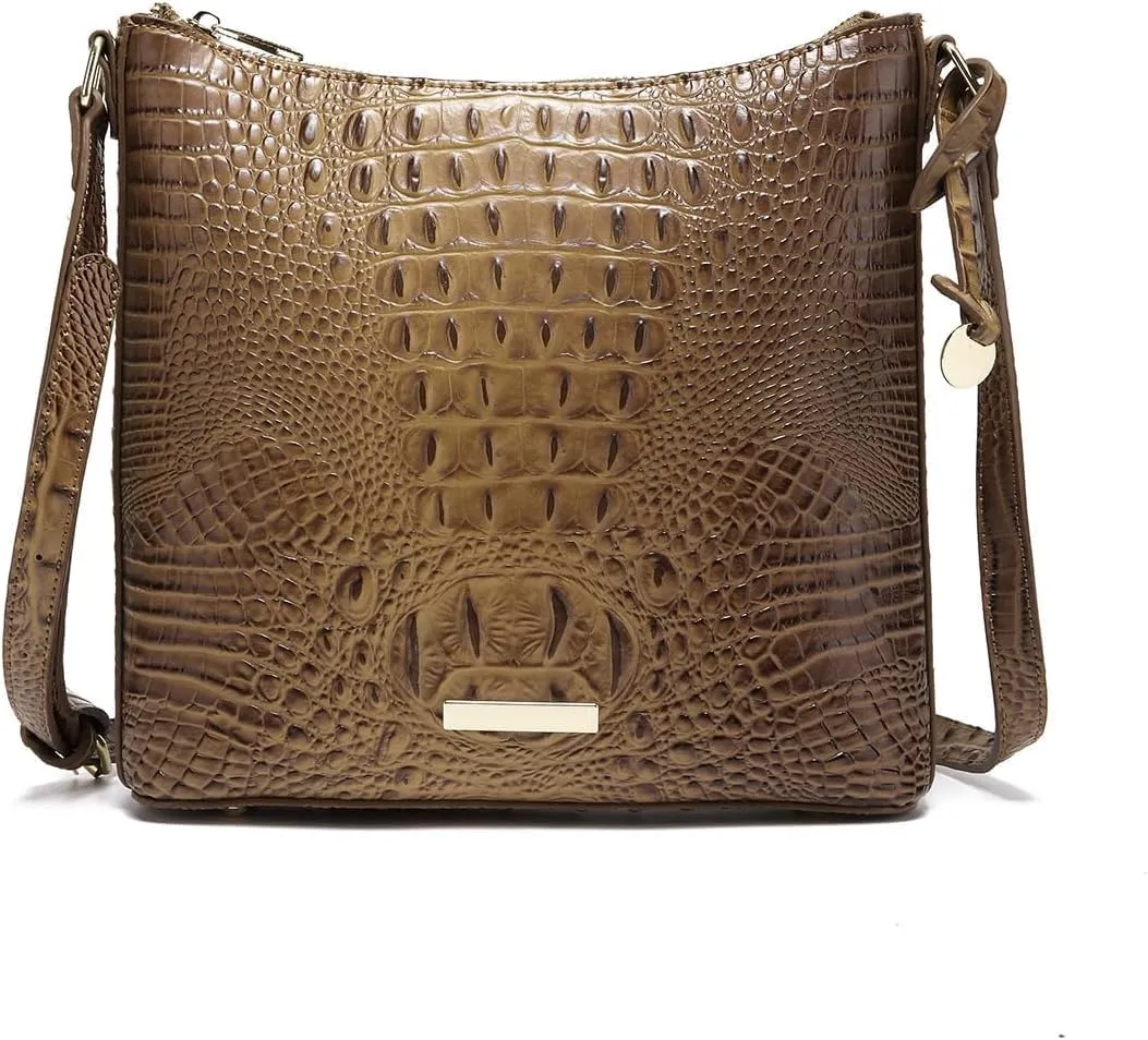 XXGJOALD-Shoulder Crocodile Flat Handbags for Women trendy Ladies Shoulder Bag Embossed Pattern Leather Crossbody Purse