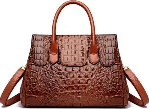 XXGJOALD-Women Satchel Bag PU Leather Crocodile-Embossed Pattern With Top Handle Shoulder Bags Handbags Fashion Purses Totes