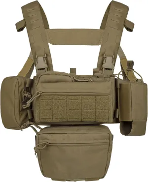 YAKEDA Tactical Chest Mini Rig Vest with Magazine Pouch Adjustable Detachable Laser-cutting Molle Modular Chest Vest