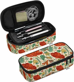 Yekiua Floral Pencil Pouch Blossom Wild Flower Leaves High Capacity Pencil Case Stationary Bag Cosmetics Bag Colorful