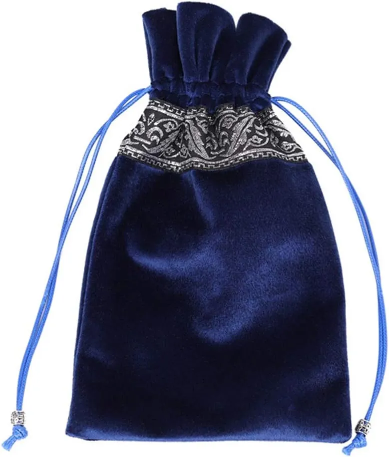 YM YOUMU Velvet Altar Cloth with Tarot Card Bag Gothic Embroidered Tarot Tablecloth Tapestry for Divination Wicca Astrology (Embroidered Blue)