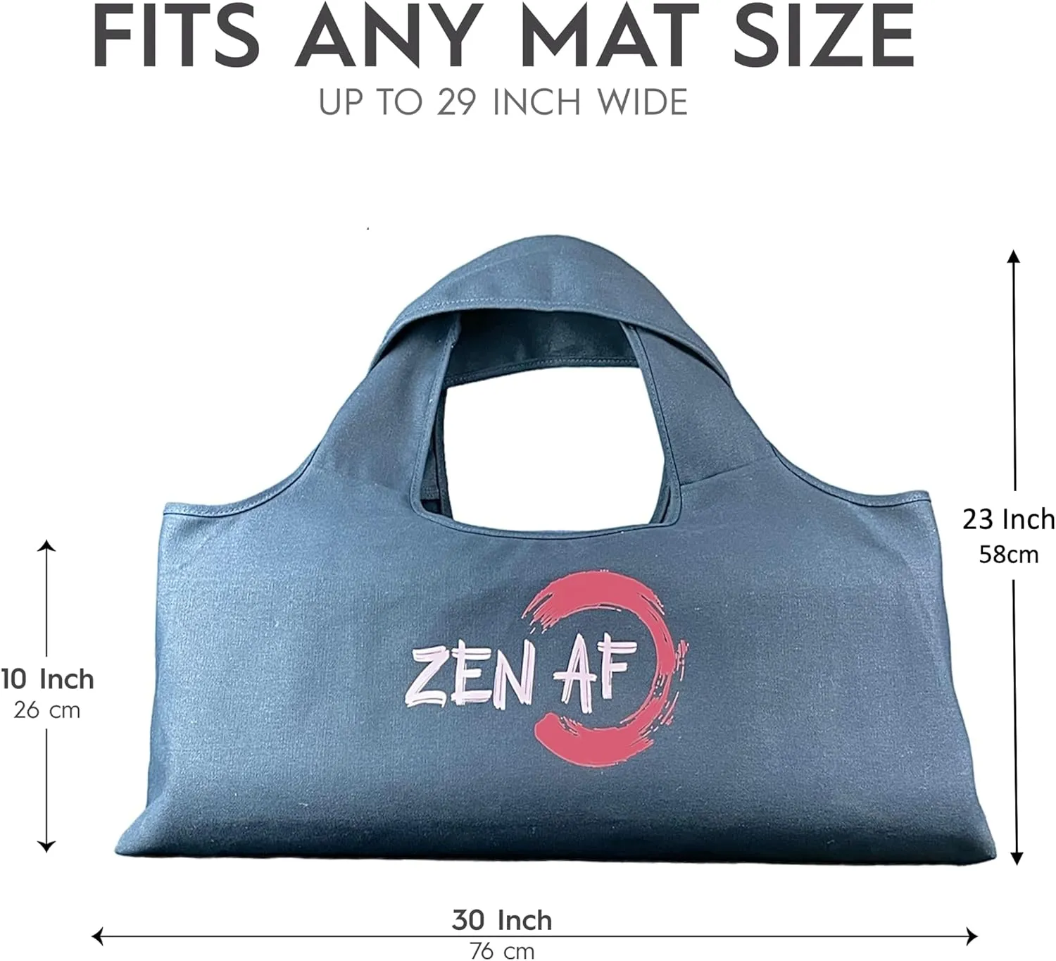Yoga Bag, Exercise, Tote, Large Carrier, Shoulder Strap, Inner Pocket, Fits Most Mats, Recycled Cotton Canvas