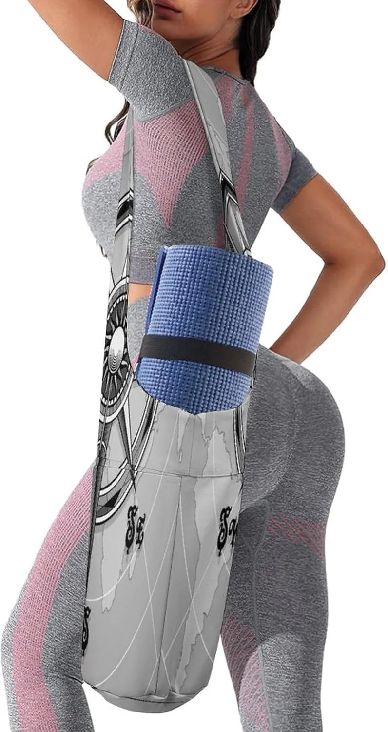 Yoga Mat Bag, Soft Canvas Storage Bag Fashion Mat Bag for Clothes Dorm Organizer with Pocket Shoulder Strap