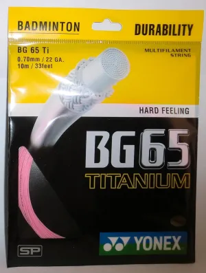 YONEX Titanium BG-65 Badminton String (Pink)