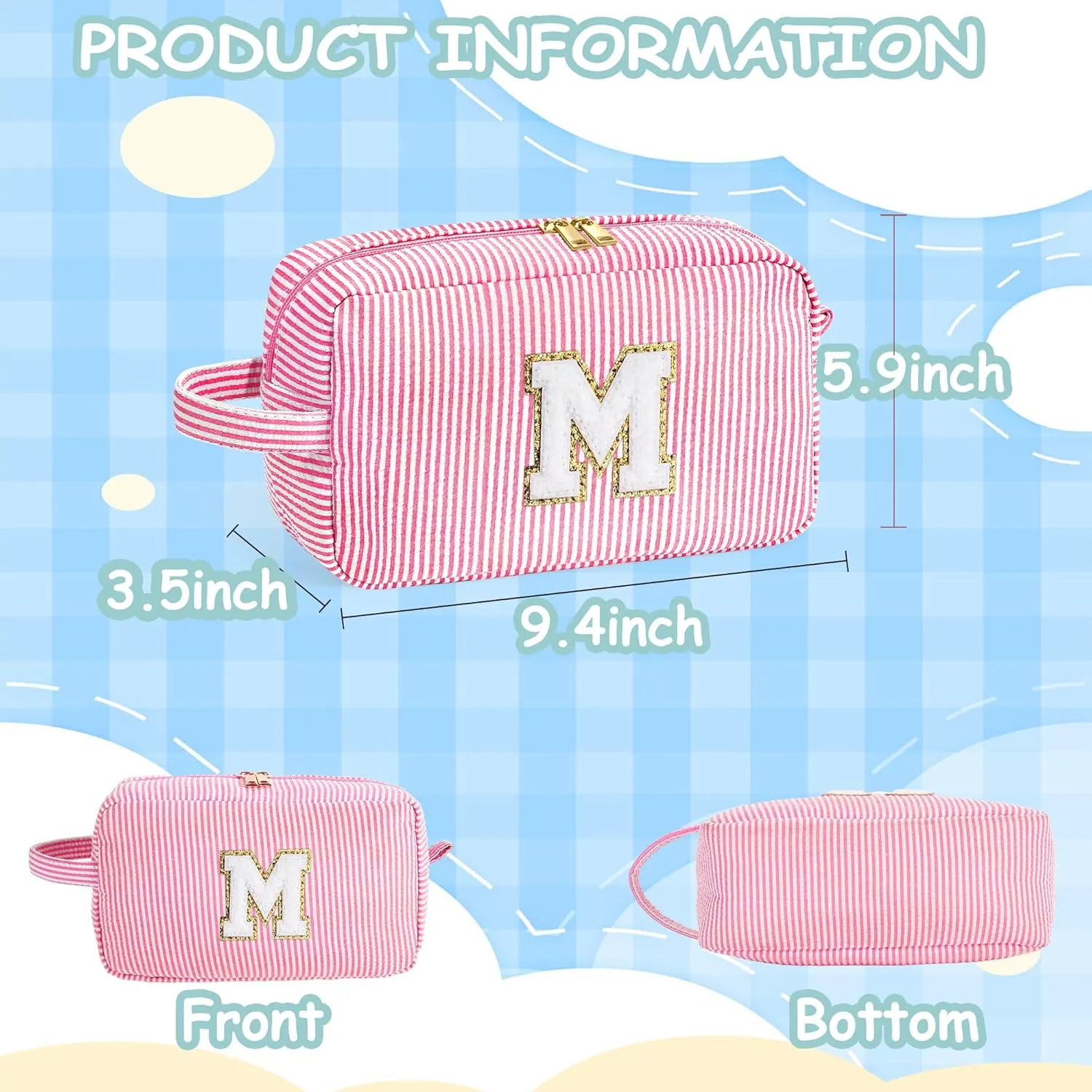 YOOLIFE Gifts for Teen Girls - Personalized Initial Makeup Bag, Birthday Gifts for Women Sister Friend Daughter Girls Kids