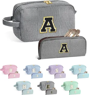 YOOLIFE Mothers Day Gifts for Women - Initial Makeup Bag, Birthday Gifts for Women Mom Sister Friend Daughter Teen Girls