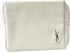 Yves Saint Laurent YSL Cosmetic White Zip Pouch Makeup Bag YSL Fragrance Bag (6.25L X 5.25H X 2W) - 9042
