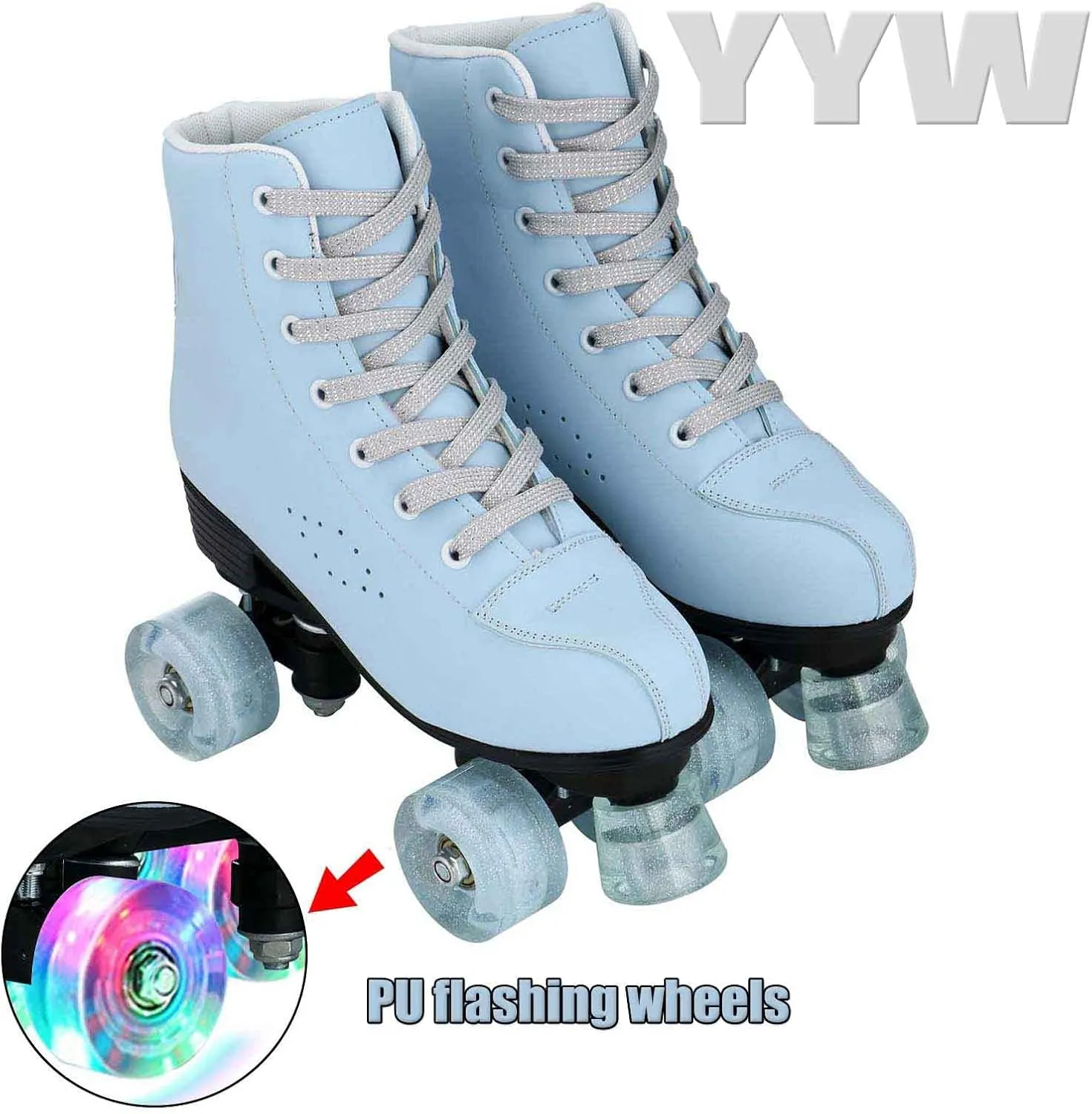 YYW Roller Skates for Women and Men Funky Leopard-Print Outdoor Skates PU Leather Roller Skates