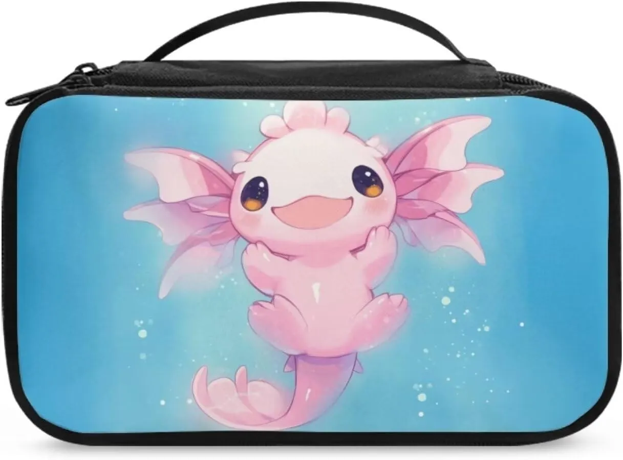 Yzaoxia Axolotl Small Cosmetic Bag for Purse for Women Cute Makeup Bags with Zipper Ladies Portable Make Up Bag for Travel Organizer Wash Bags Roomy Pocket