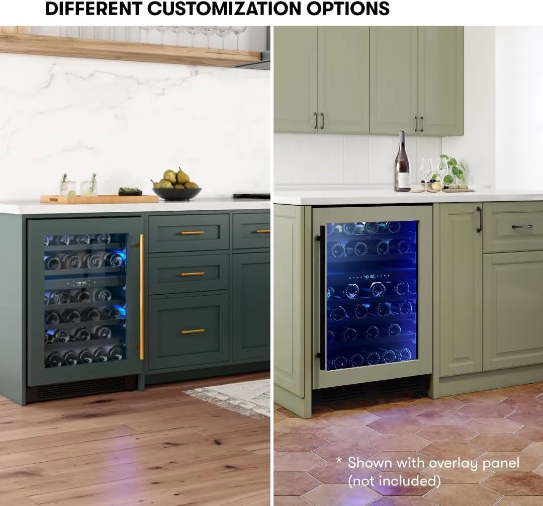 Zephyr Presrv 24 Inch Wine Fridge Dual Zone Panel Ready Under Counter - Wine Cooler Cellars Small Cabinet Wine Refrigerator Home Bar Chiller Freestanding ENERGY Star certified, 45 Bottles