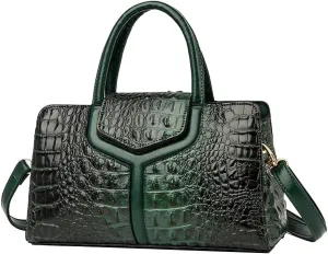 ZiMing Top Handle Handbags Women Purse Crocodile Pattern Faux Leather Tote Bags Satchel Bags Zipper&Flap Handbag Shoulder Bag
