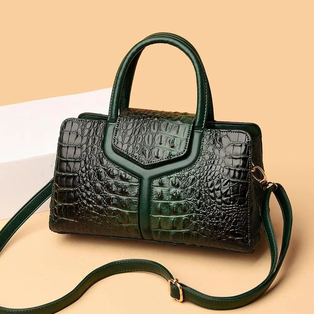 ZiMing Top Handle Handbags Women Purse Crocodile Pattern Faux Leather Tote Bags Satchel Bags Zipper&Flap Handbag Shoulder Bag