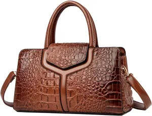 ZiMing Top Handle Handbags Women Purse Crocodile Pattern Faux Leather Tote Bags Satchel Bags Zipper&Flap Handbag Shoulder Bag
