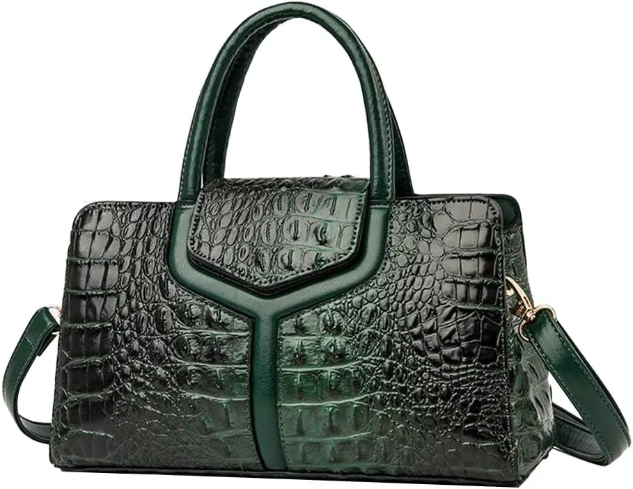 ZiMing Top Handle Handbags Women Purse Crocodile Pattern Faux Leather Tote Bags Satchel Bags Zipper&Flap Handbag Shoulder Bag