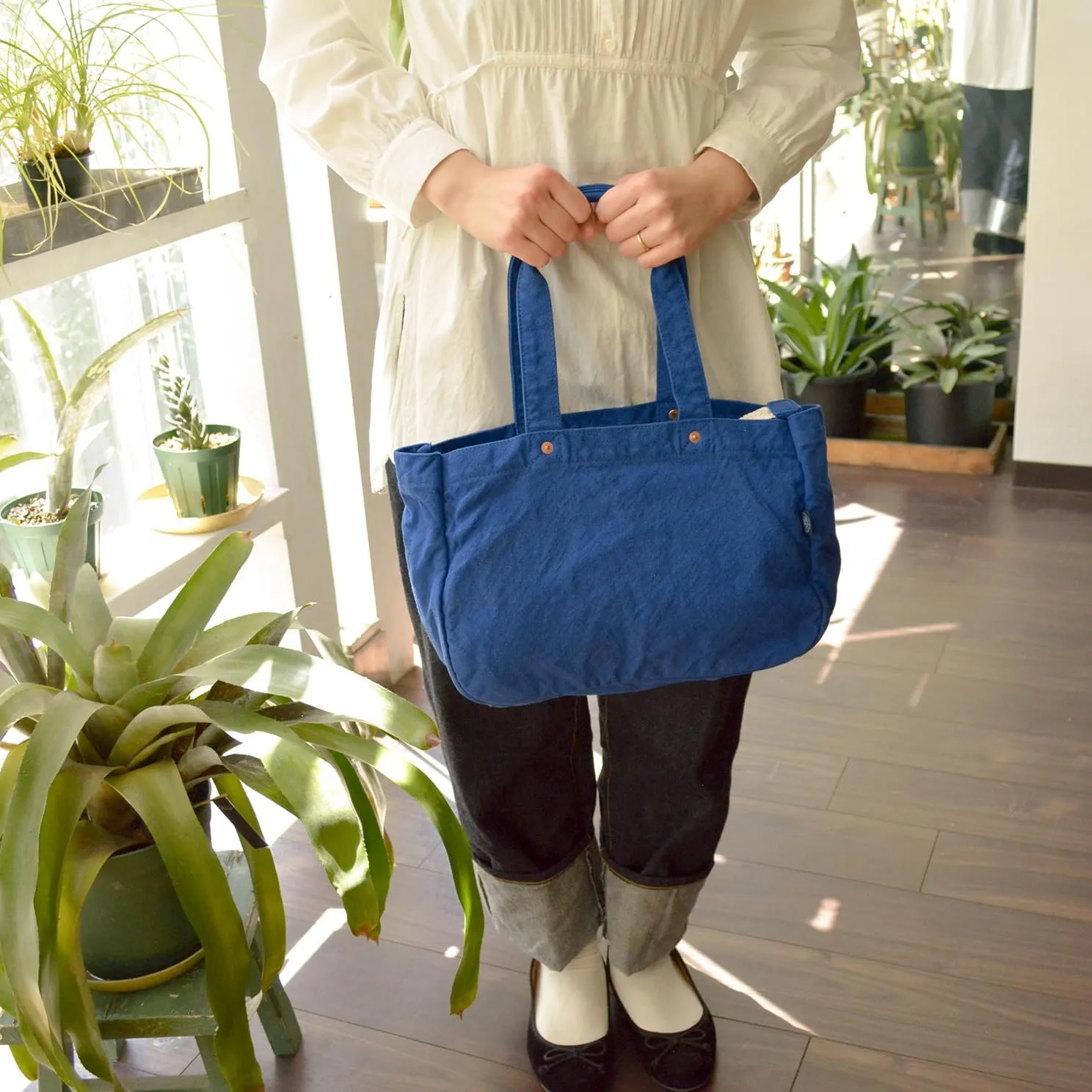 ZIP Tote Bag Cotton100% Canvas Zipper Fastener Simple japan Washable Sholder hand Bag (VC-23)
